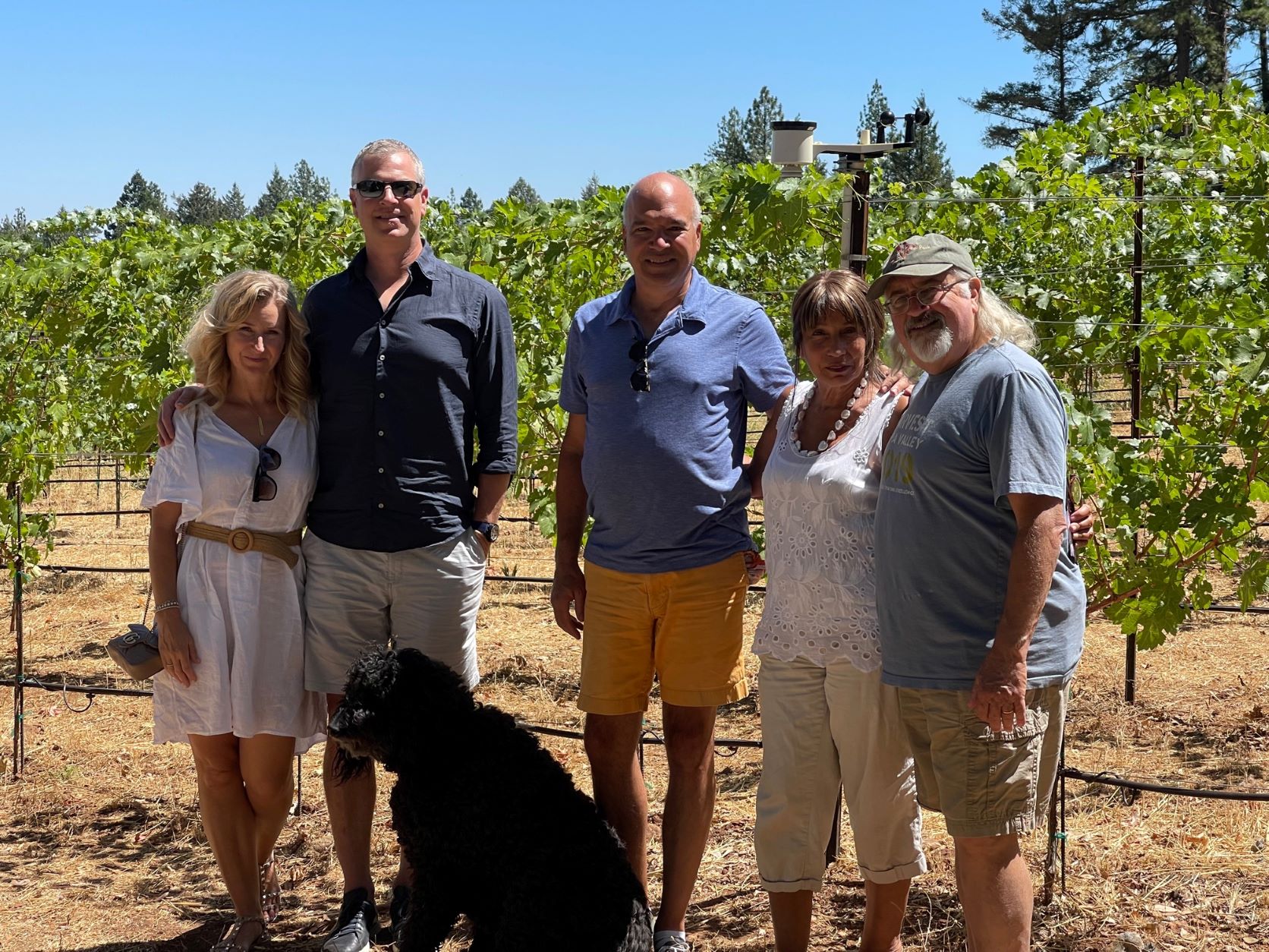 Diane and Phil in front of their Watermark vineyard on Howell Mountain.